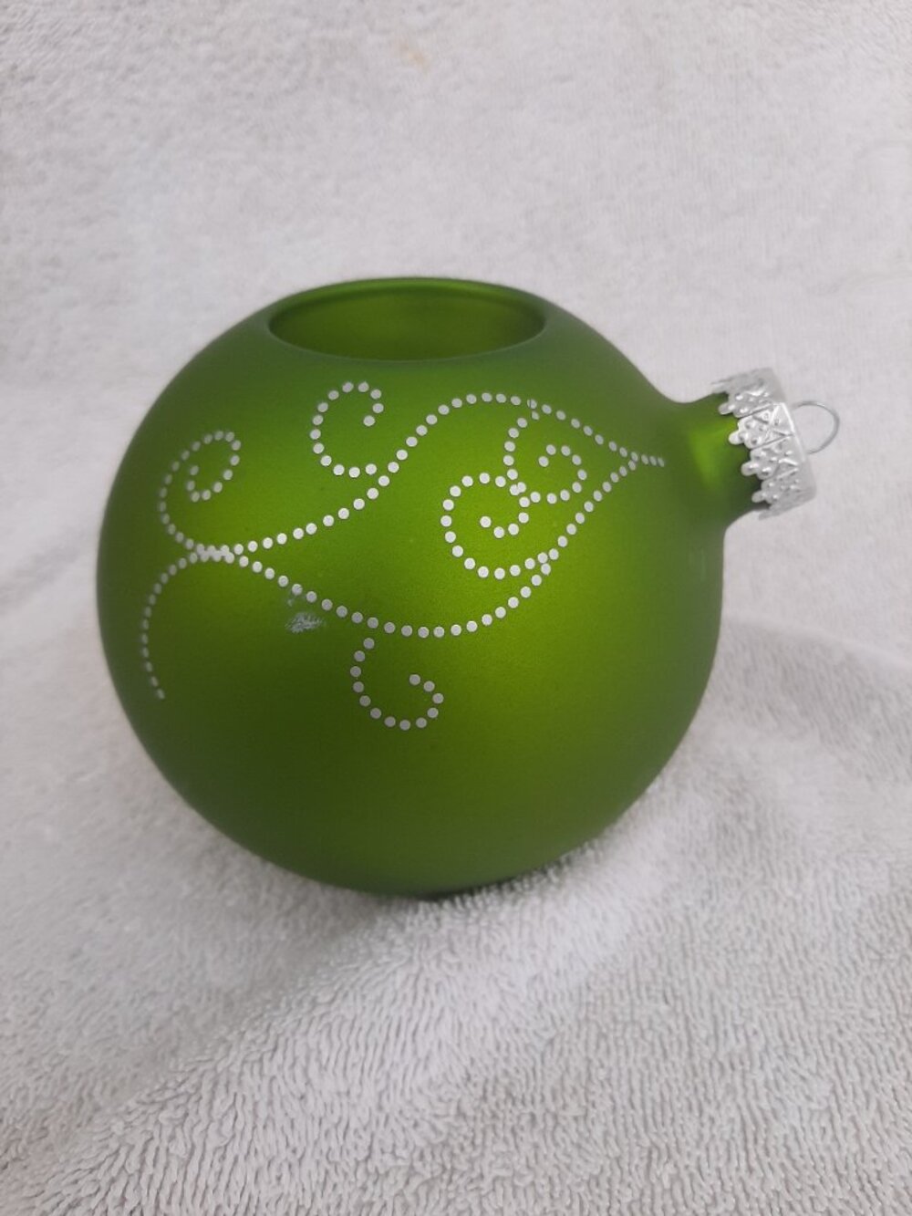 Partylite Green Christmas Ornament Tea Light Holder